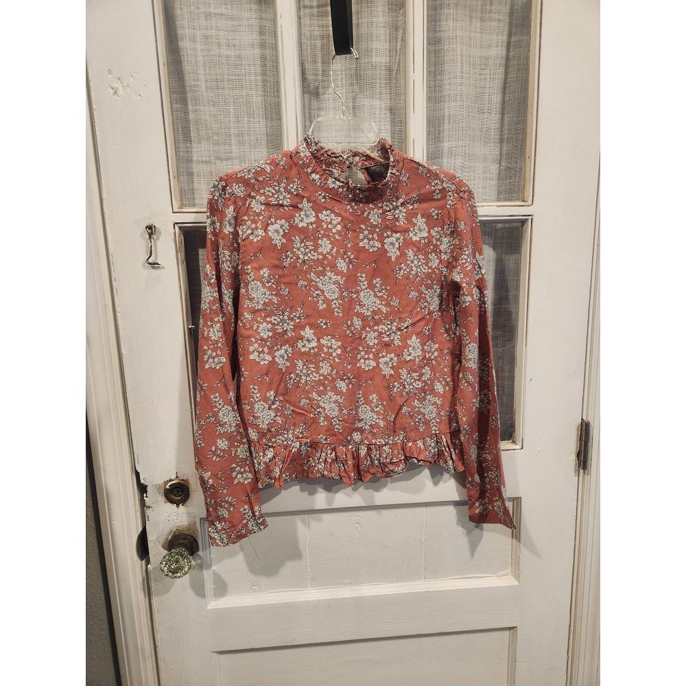 Code Mode‎ Dusty Rose Long Sleeve Floral Blouse Women's Size Medium